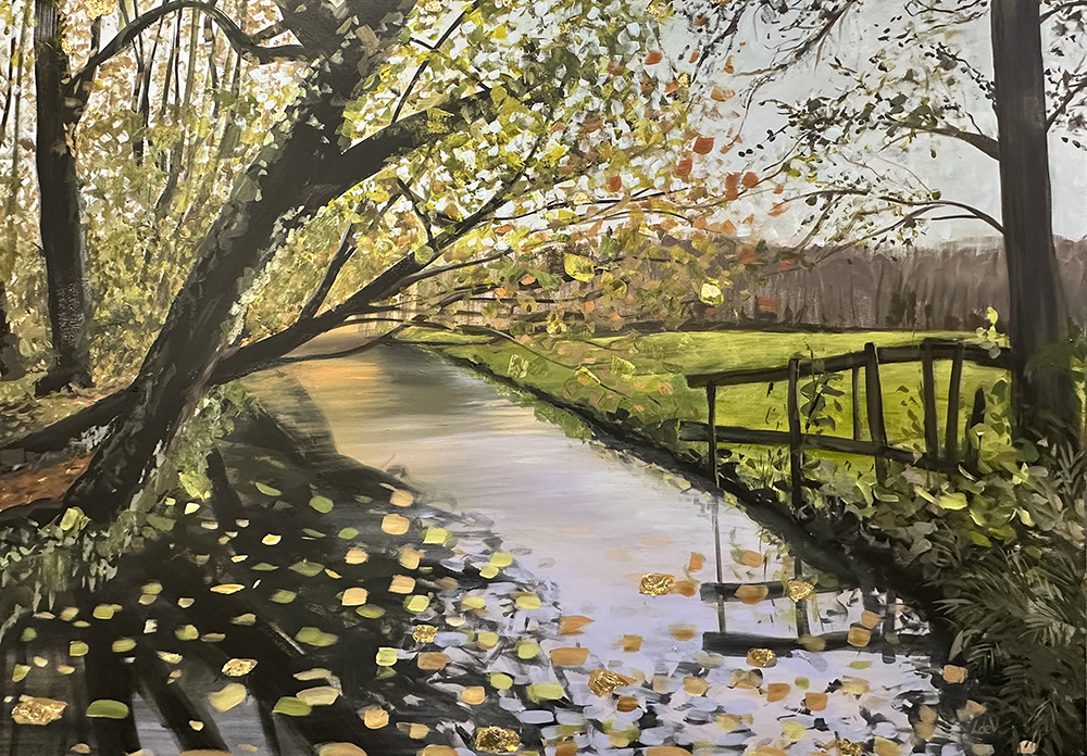 Landgoed Marlot | Acrylverf op doek met bladgoud in baklijst | 150 x 100 cm 2024 | Lynette de Vries-Myburgh