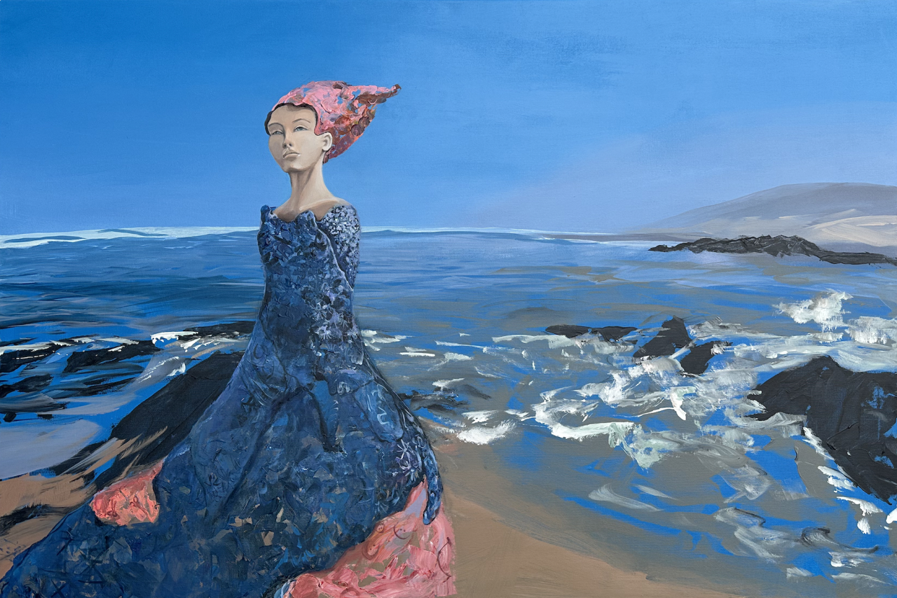 Titel: Landschap #4 | Acrylverf op 3D doek | 120 x 80 cm | 2025 Lynette de Vries Myburgh